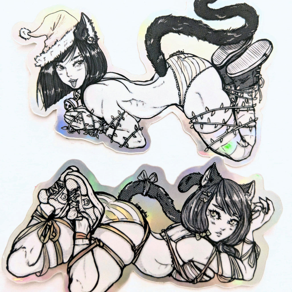 HOLOGRAPHIC STICKER PACK – HOLIDAY KITTEN GIRLS