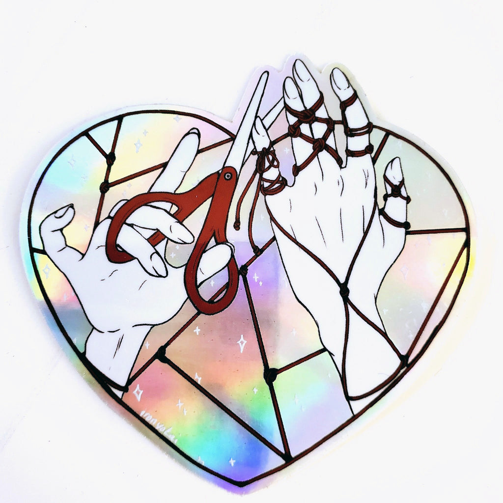 HOLOGRAPHIC STICKER – RED THREAD FREE