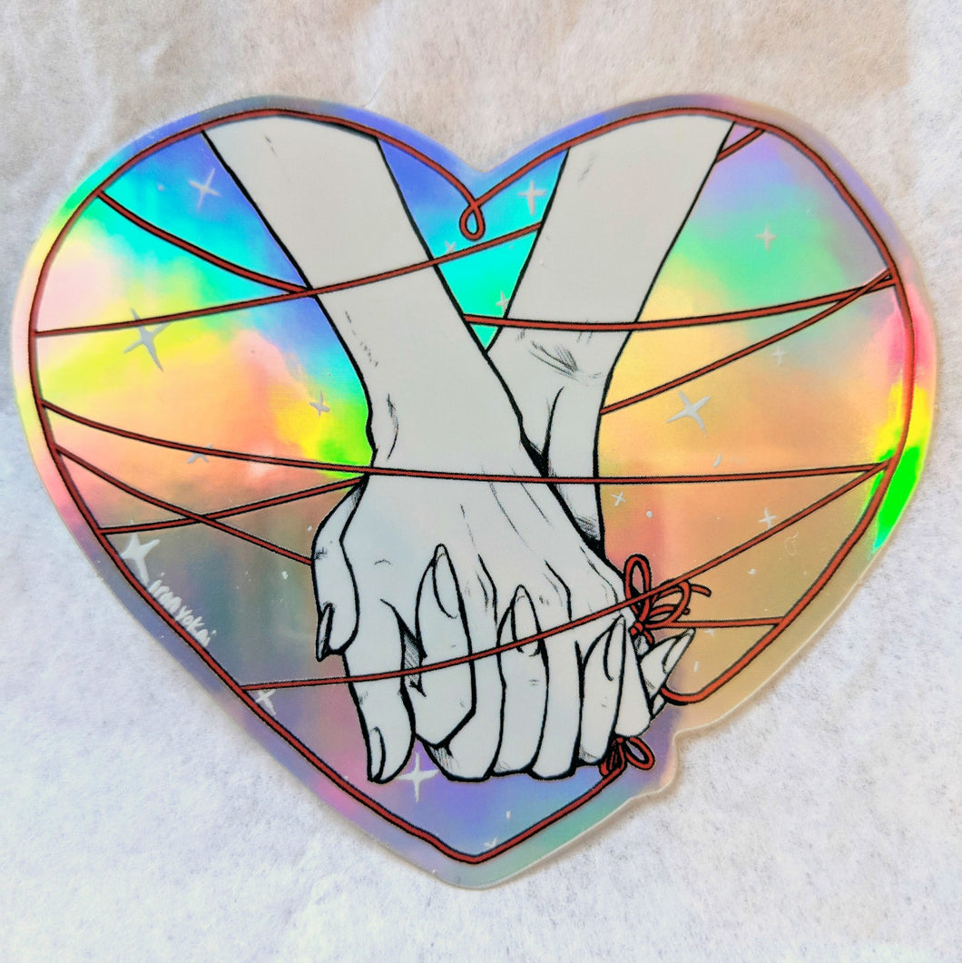 HOLOGRAPHIC STICKER – RED THREAD HEART