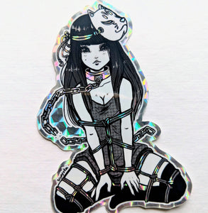BRUSHED ALUMINUM STICKER – CHAINED GIRL