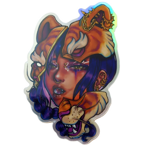 HOLOGRAPHIC STICKER – TIGER GIRL