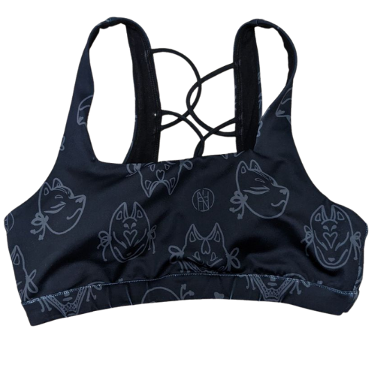 Only Play knot front performance sports bra in shiny black